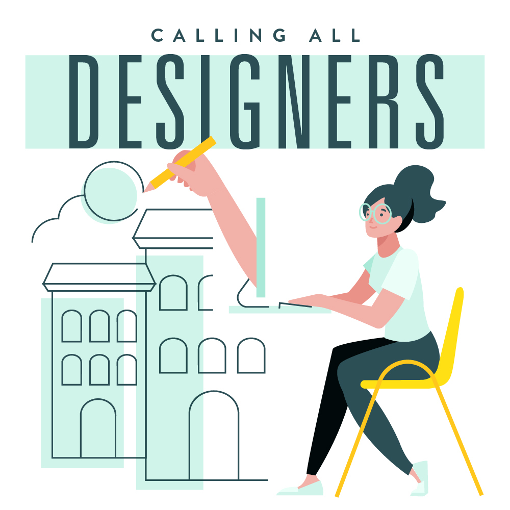 designer with computer and pencil