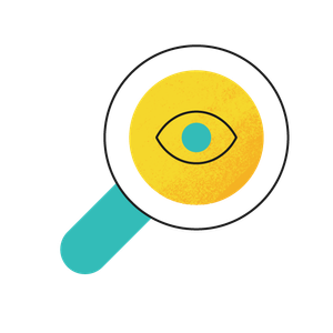 Magnifying glass with eye icon