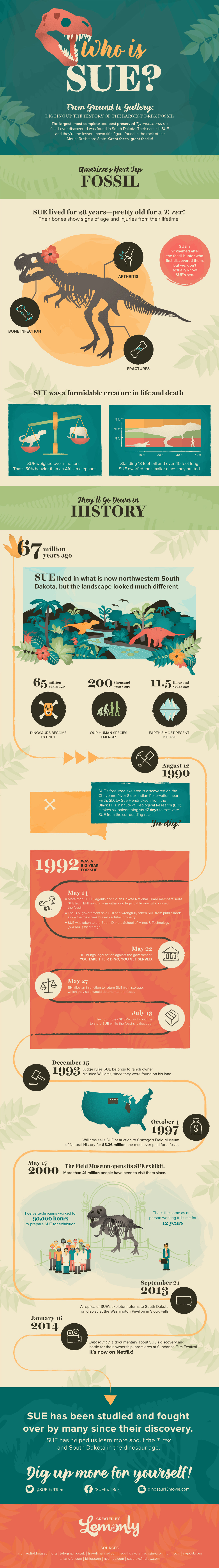 Who is SUE? South Dakota's Biggest Dino Infographic - Lemonly
