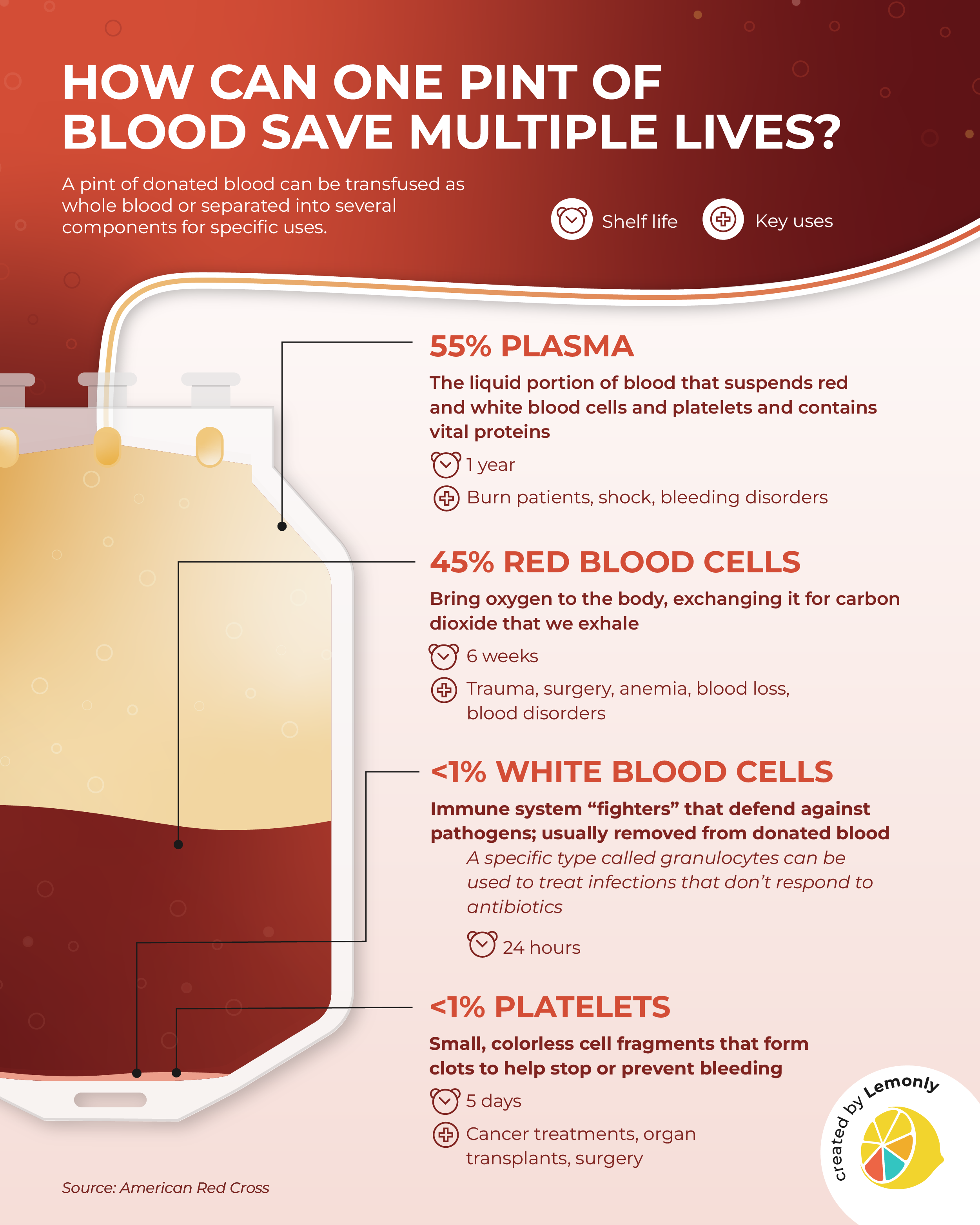 How One Blood Donation Can Save Multiple Lives | Infographic by Lemonly